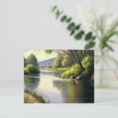 Waterverf Winnende rivier in de zomer Briefkaart (Staand voorkant)