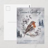Waterverf Winter American Robin Briefkaart (Voorkant / Achterkant)