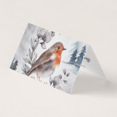 Waterverf Winter American Robin Folded Card Kaart (Voorkant)