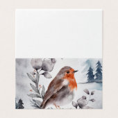 Waterverf Winter American Robin Folded Card Kaart (Buitenkant ongevouwen)
