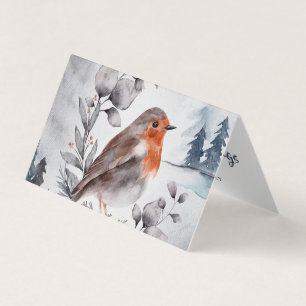 Waterverf Winter American Robin Folded Card Kaart