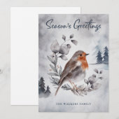 Waterverf Winter American Robin Holiday Card (Voorkant / Achterkant)