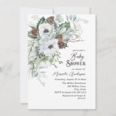 Waterverf Winter Anemones Flowers Baby shower Kaart (Voorkant)