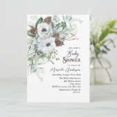 Waterverf Winter Anemones Flowers Baby shower Kaart (Staand voorkant)
