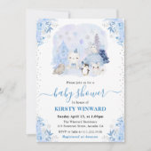 Waterverf Winter Arctic Animals Baby shower Kaart (Voorkant)