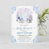 Waterverf Winter Arctic Animals Baby shower Kaart (Staand voorkant)