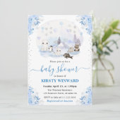 Waterverf Winter Arctic Animals Baby shower Kaart (Staand voorkant)