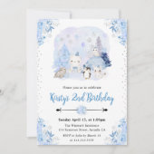 Waterverf Winter Arctic Animals Verjaardagsfeest Kaart (Voorkant)