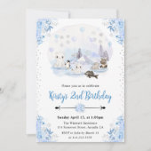 Waterverf Winter Arctic Animals Verjaardagsfeest Kaart (Voorkant)