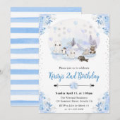 Waterverf Winter Arctic Animals Verjaardagsfeest Kaart (Voorkant / Achterkant)