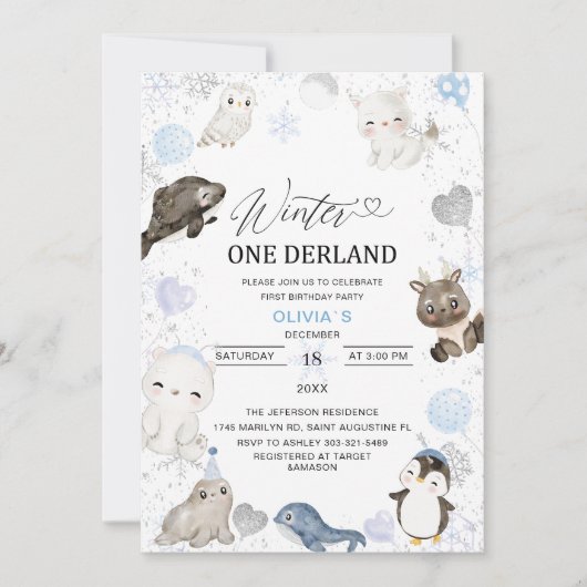 Waterverf Winter Arctic baby gaat op uitnodiging (Voorkant)
