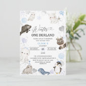 Waterverf Winter Arctic baby gaat op uitnodiging (Staand voorkant)