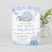Waterverf Winter Arctische Dieren Baby Shower Kaart (Staand voorkant)