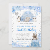 Waterverf Winter Arctische Dieren Kinderverjaardag Kaart (Voorkant)