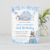 Waterverf Winter Arctische Dieren Kinderverjaardag Kaart (Staand voorkant)