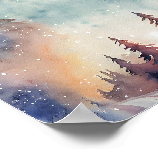 Waterverf Winter Art Wall Poster (Hoek)