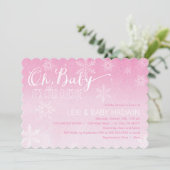 Waterverf Winter Baby shower Uitnodiging  | Meisje (Staand voorkant)