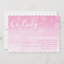 Waterverf Winter Baby shower Uitnodiging | Meisje