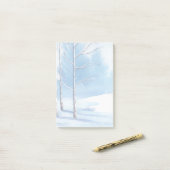 Waterverf Winter Bare Trees Sneeuwscene Post-it® Notes (Op bureau)