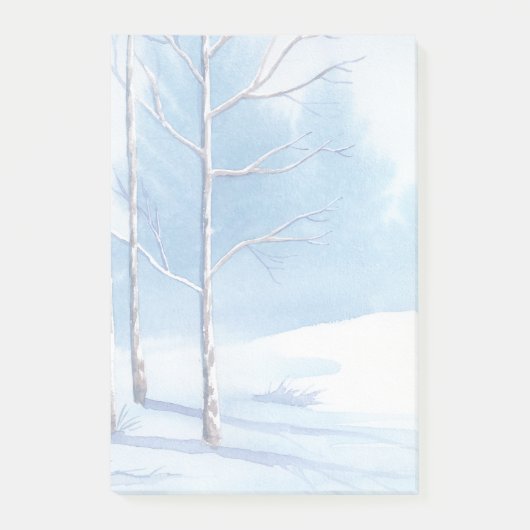 Waterverf Winter Bare Trees Sneeuwscene Post-it® Notes (Voorkant)