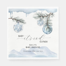 Waterverf Winter Berg Sneeuwvlok Baby Shower