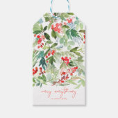 Waterverf Winter Berries en Griekenland Cadeaulabel (Voorkant)