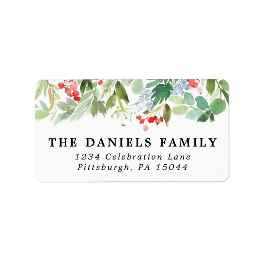 Waterverf Winter Berries en Griekenland Etiket (Voorkant)