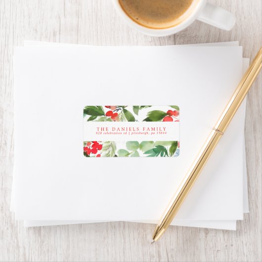 Waterverf Winter Berries en Griekenland Etiket (Insitu)