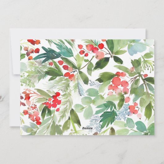 Waterverf Winter Berries en Griekenland Feestdagenkaart (Achterkant)