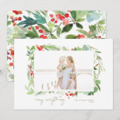 Waterverf Winter Berries en Griekenland Feestdagenkaart (Voorkant / Achterkant)