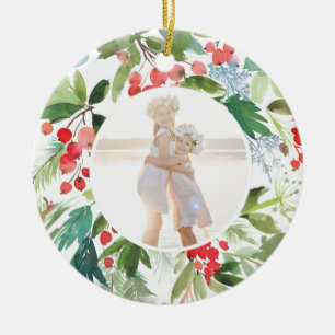 Waterverf Winter Berries en Griekenland Keramisch Ornament