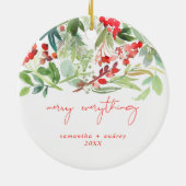 Waterverf Winter Berries en Griekenland Keramisch Ornament (Achterkant)