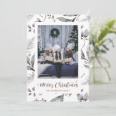 Waterverf Winter Berries Greenery kerstkaarten Feestdagenkaart (Staand voorkant)