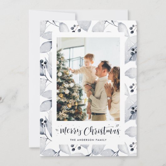 Waterverf Winter Berries - kerstkaarten Feestdagenkaart (Voorkant)