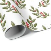 Waterverf Winter Berry Springs Gift Wrap Cadeaupapier (Rol Hoek)