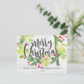 Waterverf winter Berry Wreath Feestdagenkaart (Staand voorkant)