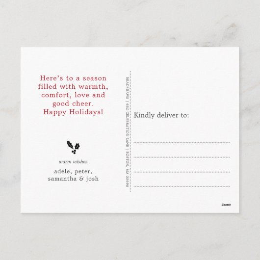 Waterverf winter Berry Wreath Feestdagenkaart (Achterkant)