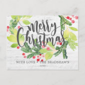 Waterverf winter Berry Wreath Feestdagenkaart (Voorkant)