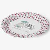 Waterverf Winter Bird Holly Jolly Kerstfeest Papieren Bordje (Gekanteld)