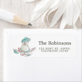 Waterverf Winter Bird Kerstmis Etiket (Insitu)