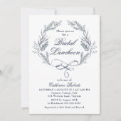 Waterverf Winter Blauw Bloemen Bruids Luncheon Kaart (Voorkant)