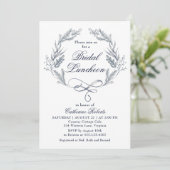 Waterverf Winter Blauw Bloemen Bruids Luncheon Kaart (Staand voorkant)