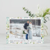 Waterverf Winter Blauwe Floral bruiloft Kerstmis Feestdagenkaart (Staand voorkant)