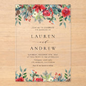 Waterverf Winter Bloeit Botanische Huwelijk Acryl Uitnodigingen (Voorkant)