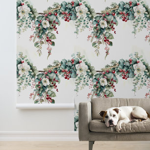 Waterverf Winter Bloembloem Kerstmis Behang