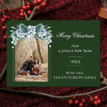 Waterverf Winter Bloemen Boho Boog Foto | Green Feestdagenkaart<br><div class="desc">Omarm de charme van het seizoen met deze Green Waterverf Winter Floral Boho Arch Holiday Photo Card, gemaakt om uw feestelijke sfeer te delen. Deze vakantiefoto-begroeting heeft een elegante lay-out met een delicate boho-boog en een waterverf winterbloemaccent, waardoor uw familiefoto prachtig wordt ingelijst. Het bloemenontwerp van de boho wordt gecombineerd...</div>