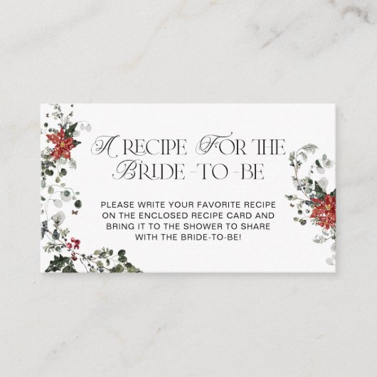 Waterverf Winter Bloemen Bruids Recept Informatiekaartje (Voorkant)