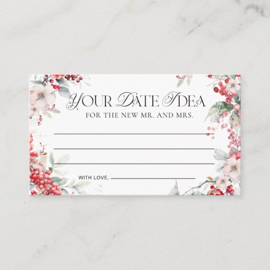 Waterverf Winter Bloemen Datum Nacht Ideeën Informatiekaartje (Voorkant)