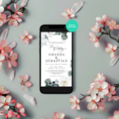 Waterverf Winter Bloemen Groen Huwelijksfeest Kaart