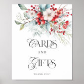 Waterverf Winter Bloemen Kaarten en Geschenken Pos Poster (Voorkant)